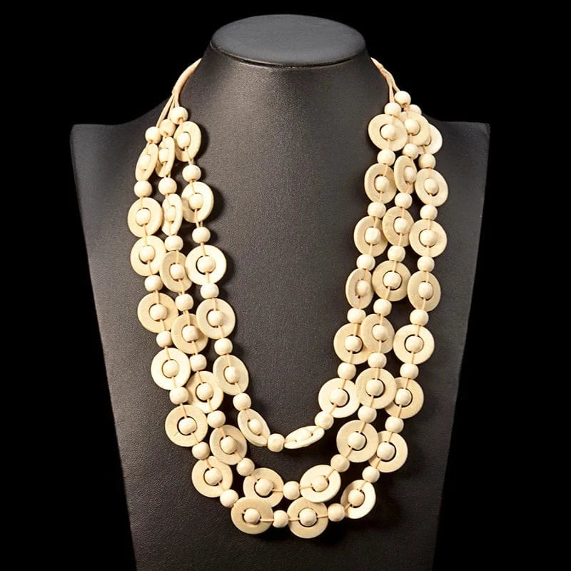 Fashion / 3 Bohemian Coconut shell Wood Beads Pendant Necklaces Women Ethnic Jewelry Handmade Beaded Hanging Long Necklace Statement