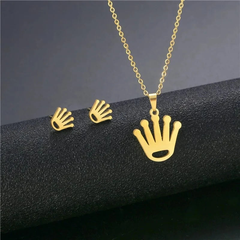 fashion / 35* New Cheap Dubai 18K Gold-plated waterproof Stainless Steel Various shapes pendants Gift Necklace Earrings Jewelry Set For Women