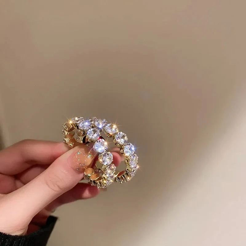 fashion / 4 Luxury 925 Silver Pin Hypoallergenic CC Earrings Exquisite Crystal Rhinestone Hoop Earrings Designer Jewelry Jewelry for Women