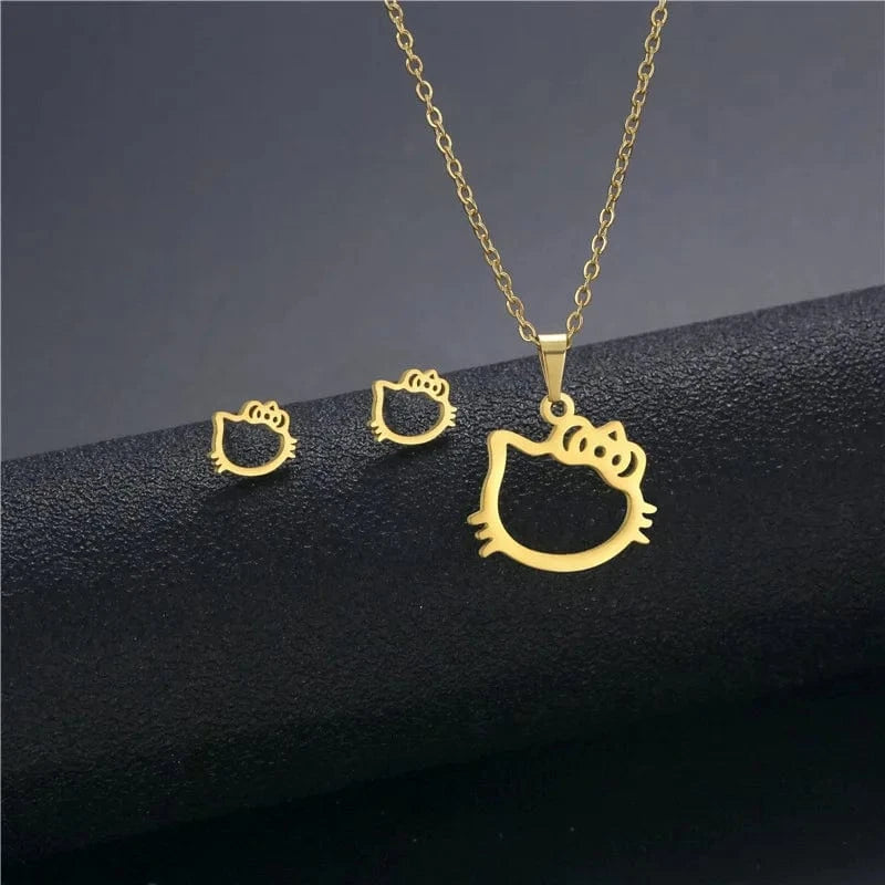 fashion / 4* New Cheap Dubai 18K Gold-plated waterproof Stainless Steel Various shapes pendants Gift Necklace Earrings Jewelry Set For Women