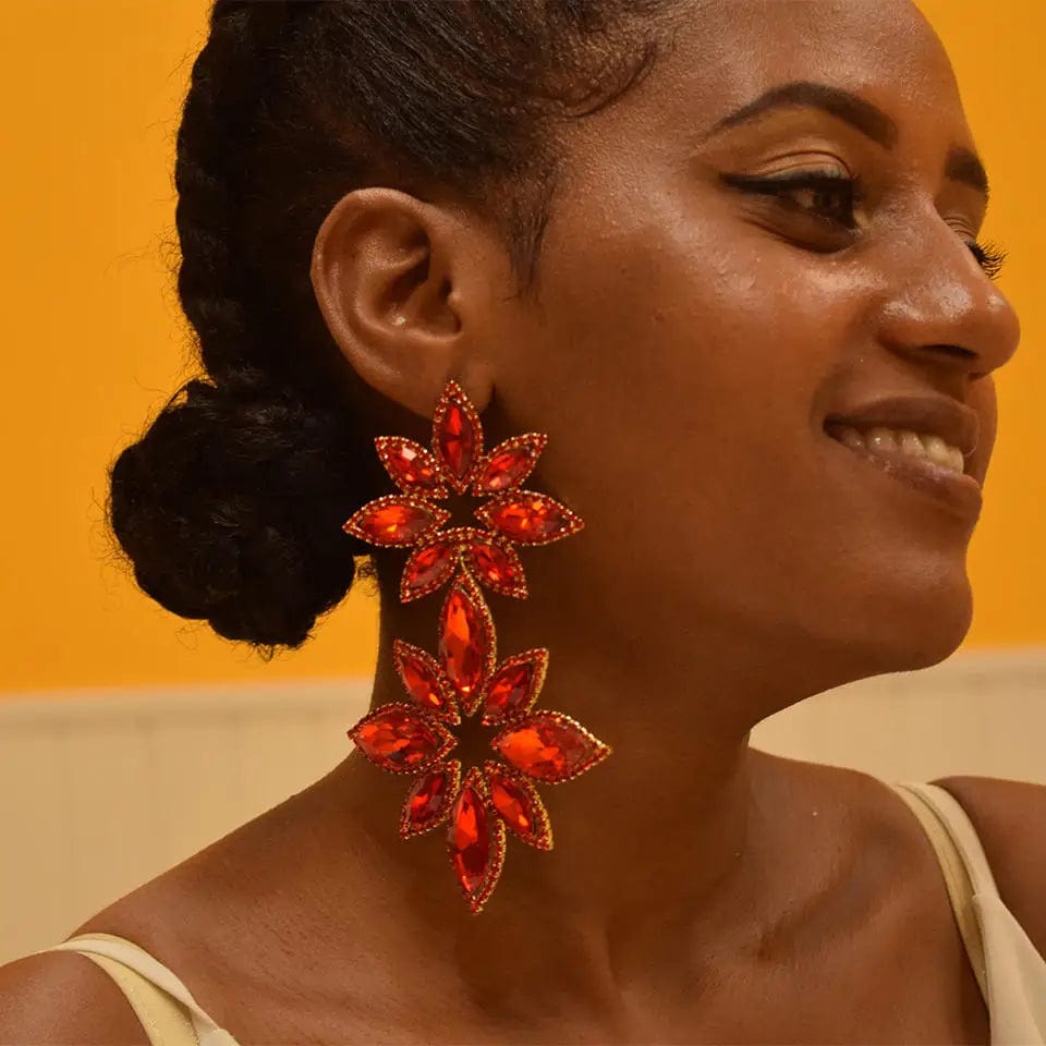 fashion / 4 OEM/ODM Fashion jewelry 2023 new arrival rhinestone earrings big flower plant Stud vintage silver plated fine jewelry earrings