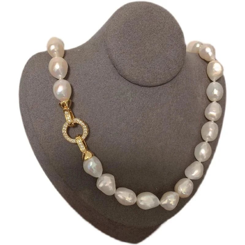 Fashion / 40cm / White Wholesale luxury design jewelry 11-13cm white natural freshwater large baroque necklace