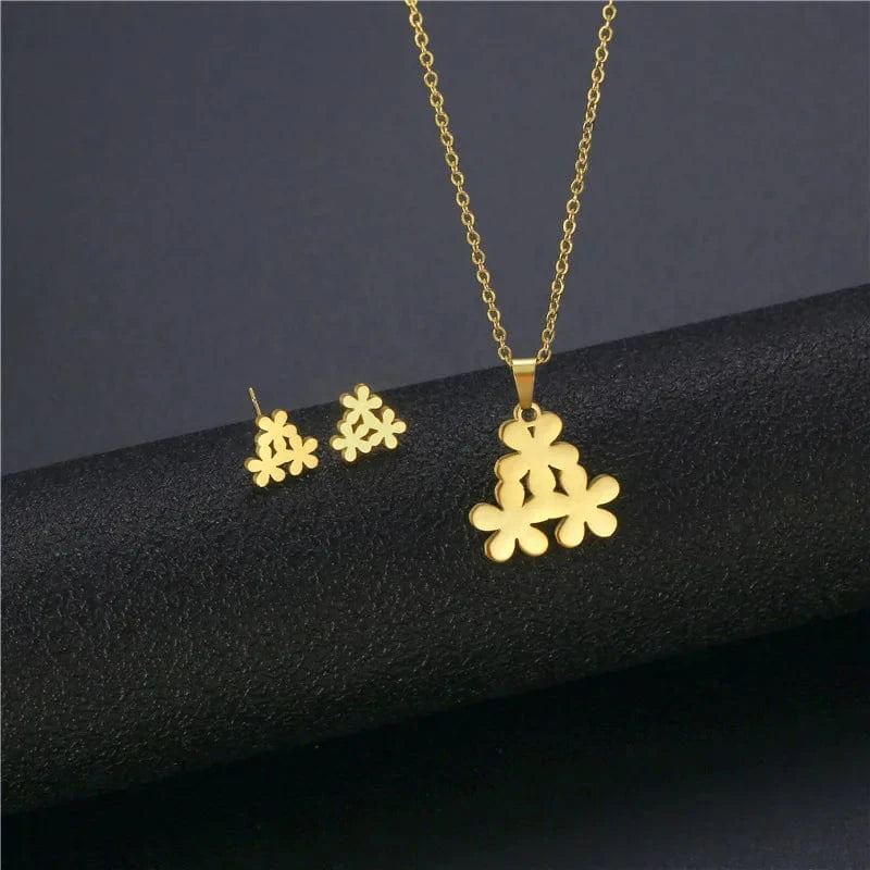 fashion / 5* New Cheap Dubai 18K Gold-plated waterproof Stainless Steel Various shapes pendants Gift Necklace Earrings Jewelry Set For Women