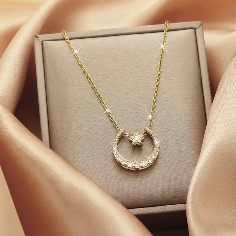fashion / 56 Luxury Shiny Stainless Steel 18k Gold Zircon Heart Butterfly Pendant Necklace Women Boutique Pearl Flower Leaf Necklace for Gift