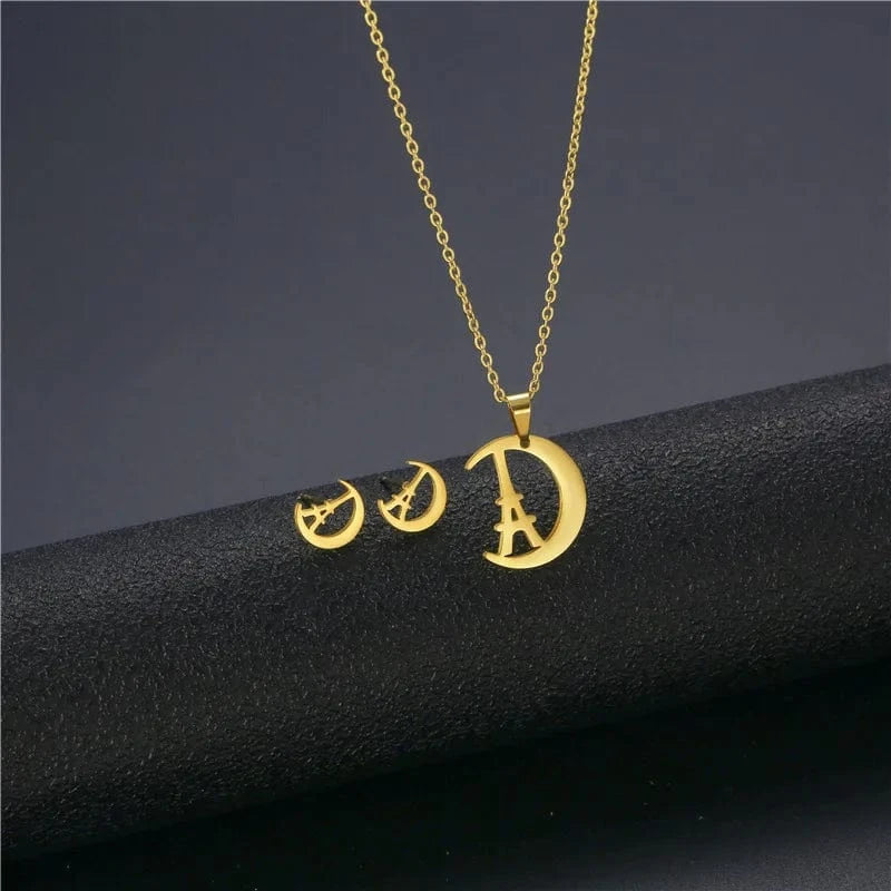 fashion / 7* New Cheap Dubai 18K Gold-plated waterproof Stainless Steel Various shapes pendants Gift Necklace Earrings Jewelry Set For Women