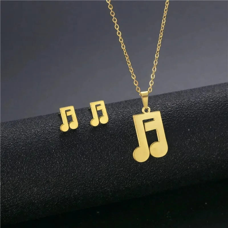 fashion / 8* New Cheap Dubai 18K Gold-plated waterproof Stainless Steel Various shapes pendants Gift Necklace Earrings Jewelry Set For Women
