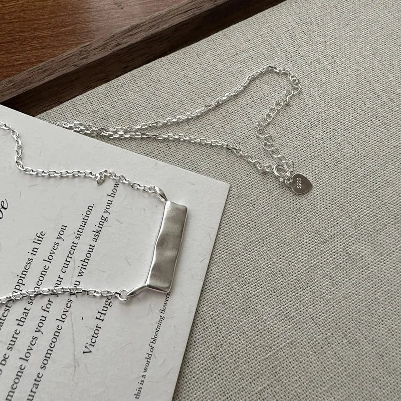 Fashion 925 Sterling Silver High Quality Wide Bar Clavicle Chain Necklaces For Women Gifts Jewelry