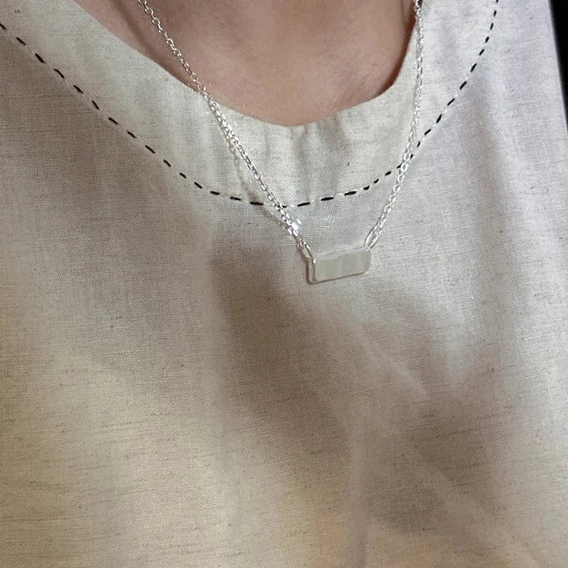 Fashion 925 Sterling Silver High Quality Wide Bar Clavicle Chain Necklaces For Women Gifts Jewelry