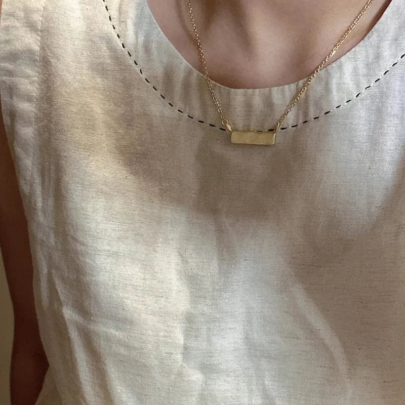 Fashion 925 Sterling Silver High Quality Wide Bar Clavicle Chain Necklaces For Women Gifts Jewelry