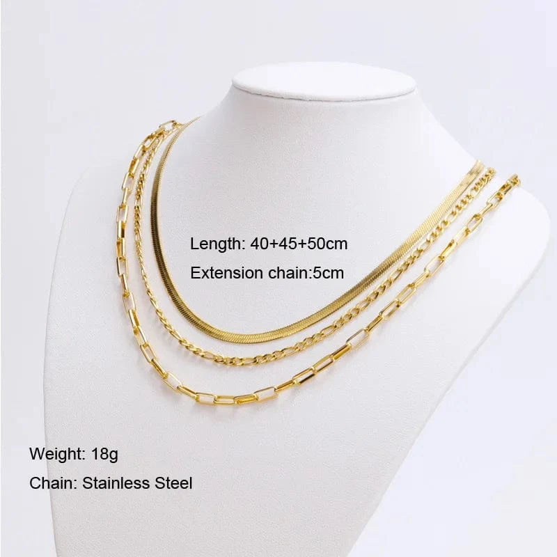 fashion / a* For 2023 Women Tarnish Free 316 Stainless Steel Chain Paper Clip Link Choker 18k Gold Plated Jewelry Paper Clip Chain Necklaces