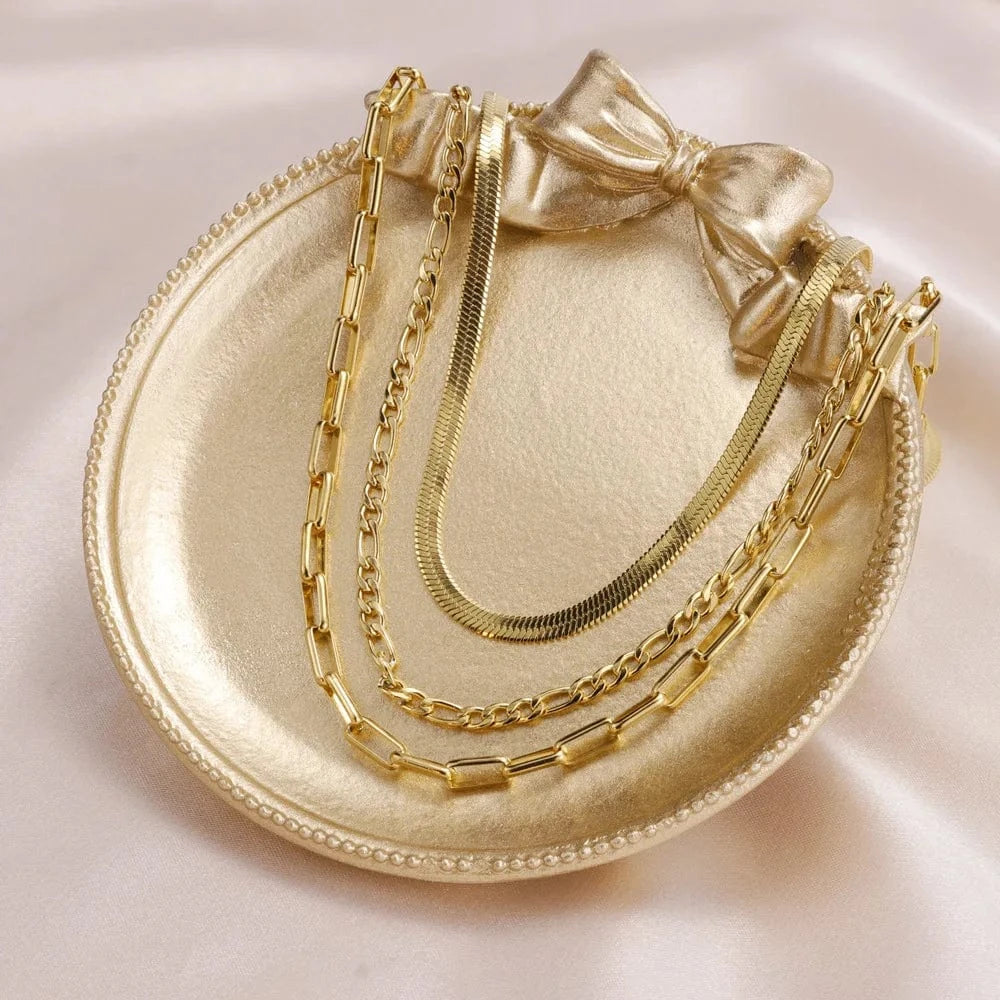 fashion / a* For 2023 Women Tarnish Free 316 Stainless Steel Chain Paper Clip Link Choker 18k Gold Plated Jewelry Paper Clip Chain Necklaces