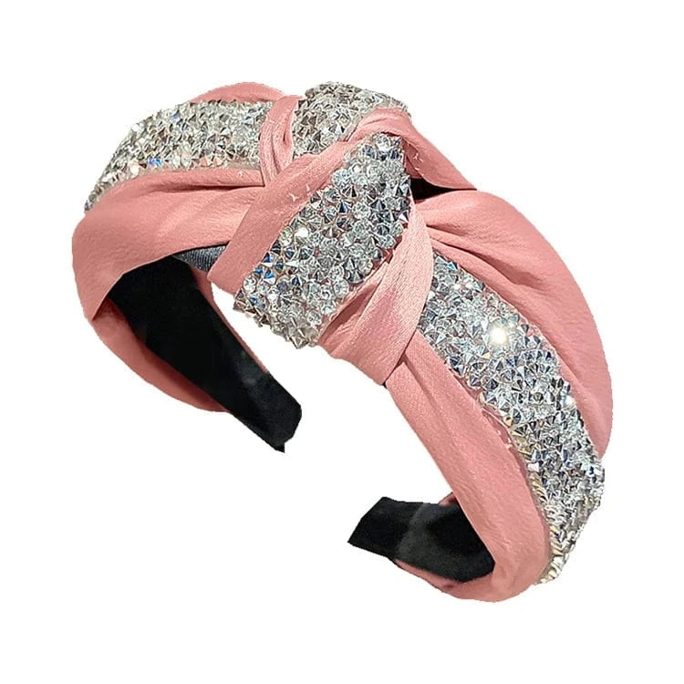 Fashion bling headband solid color satin crystal rhinestone headband rhinestone glitter headband for women