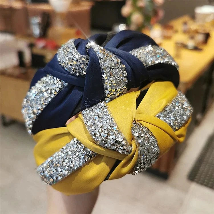 Fashion bling headband solid color satin crystal rhinestone headband rhinestone glitter headband for women