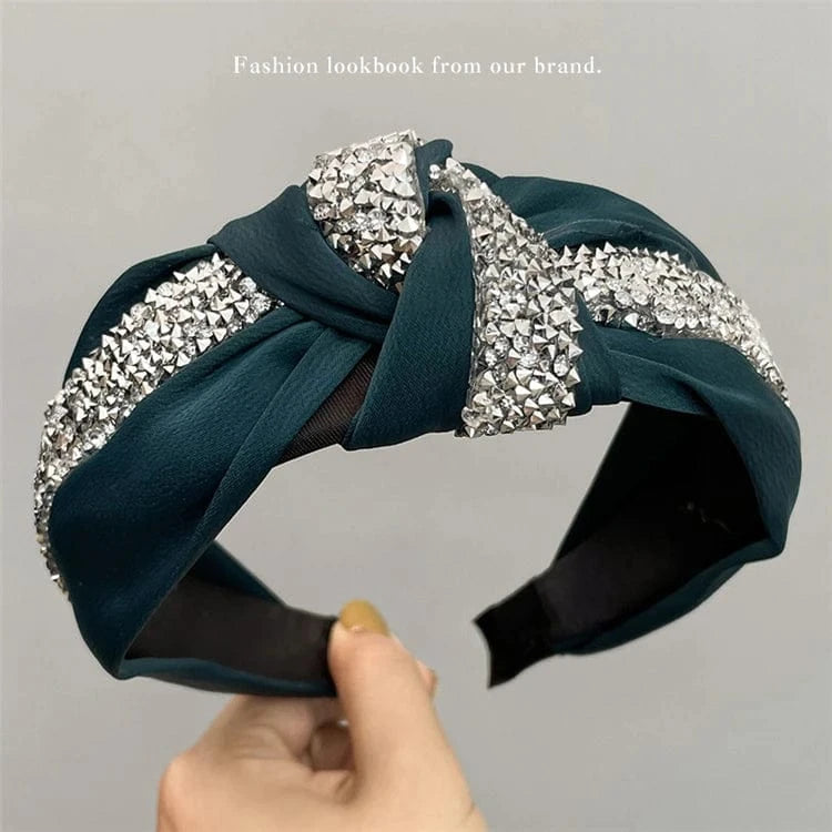 Fashion bling headband solid color satin crystal rhinestone headband rhinestone glitter headband for women