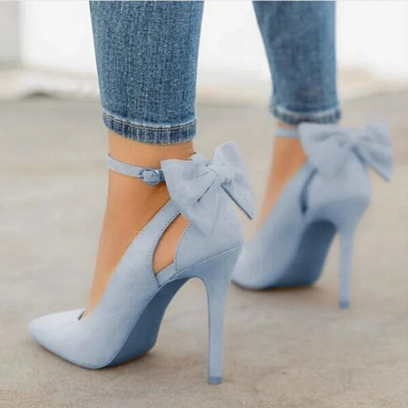 Fashion Bowknot Shoes Women Pointed Toe High Heels Woman Thin Heels Ladies Sexy Pumps Ladies Buckle Strap Shoes
