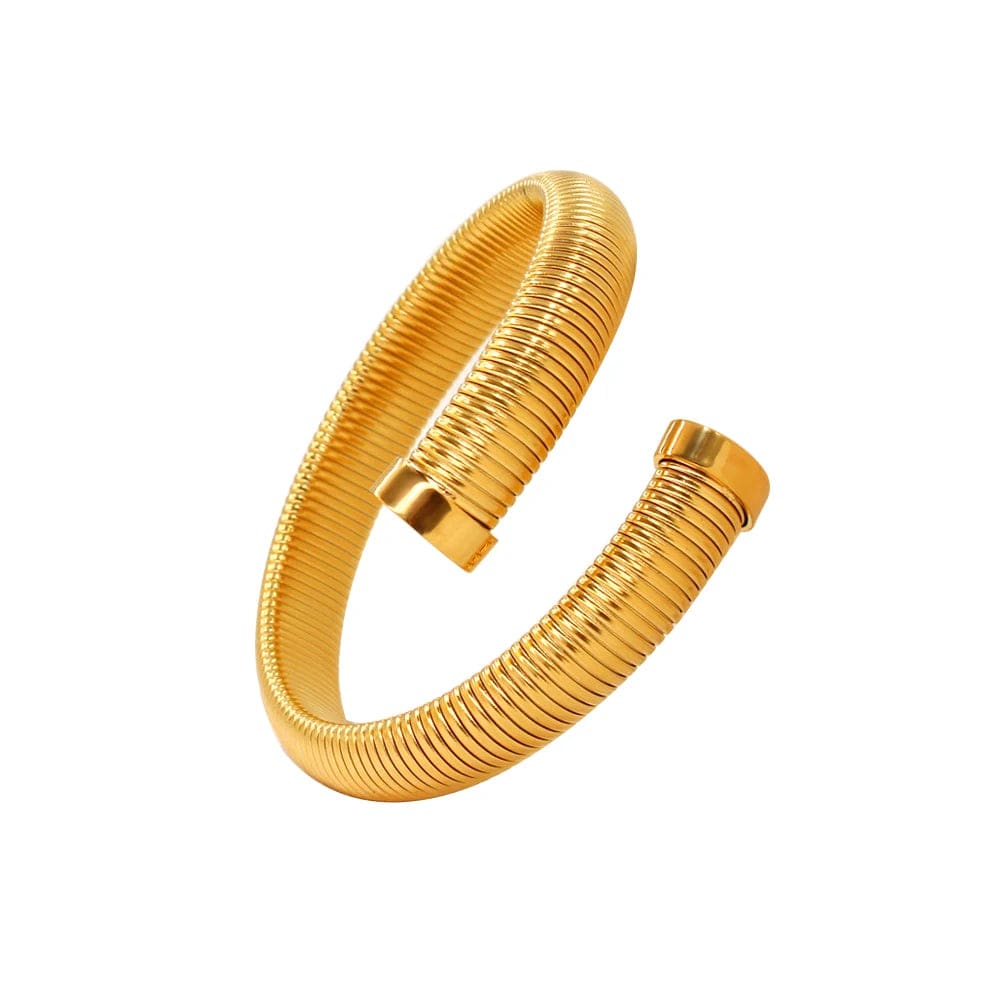 Fashion Bracelet / YS799 12mm Gold Color Bracelet FANJIN Trendy 304l Stainless Steel Cuff Bangle Unusual Men Women Textured 18k Gold Color Bracelet Daily Jewelry High Quality