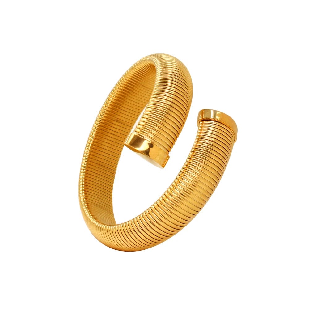 Fashion Bracelet / YS799 16mm Gold Color Bracelet FANJIN Trendy 304l Stainless Steel Cuff Bangle Unusual Men Women Textured 18k Gold Color Bracelet Daily Jewelry High Quality