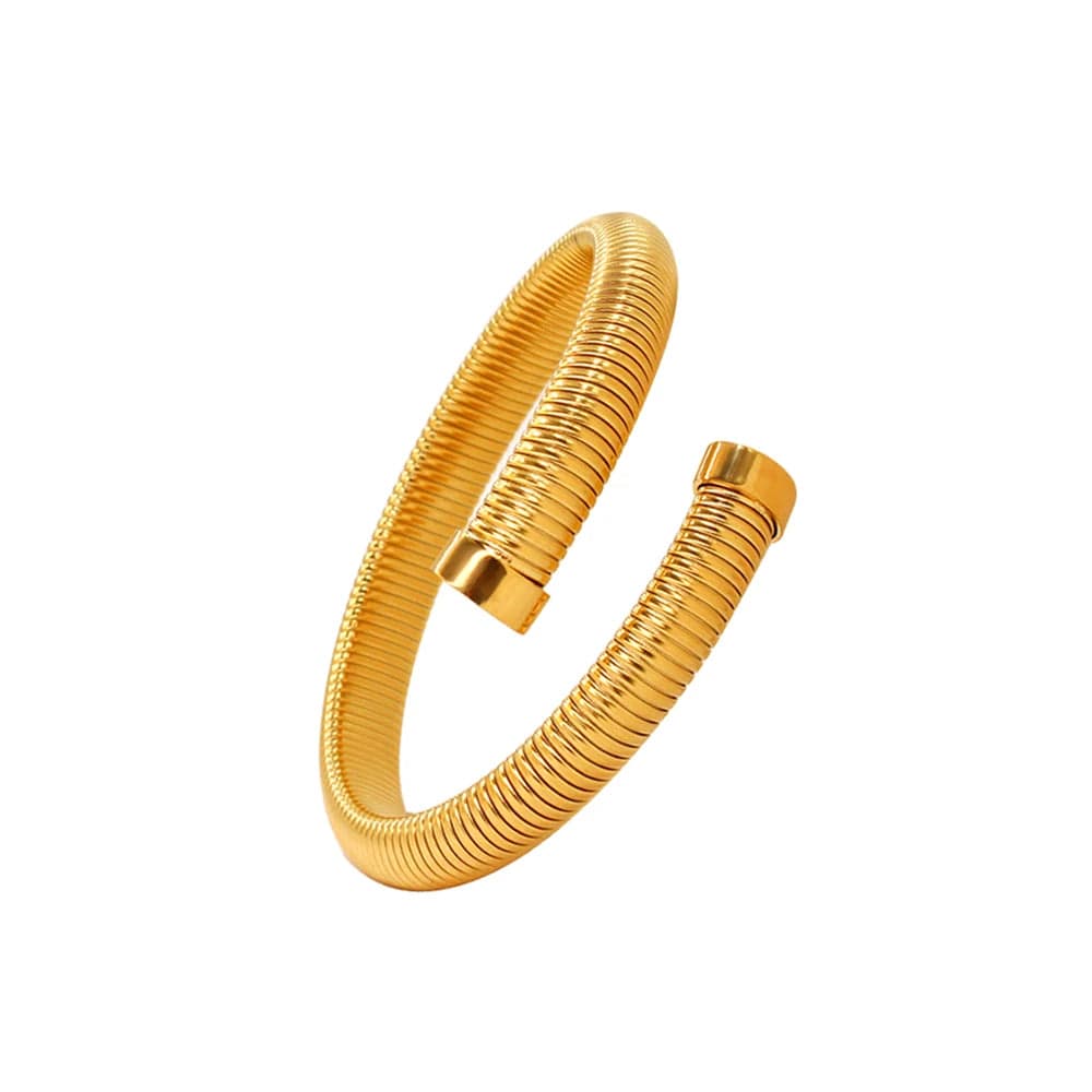 Fashion Bracelet / YS799 8mm Gold Color Bracelet FANJIN Trendy 304l Stainless Steel Cuff Bangle Unusual Men Women Textured 18k Gold Color Bracelet Daily Jewelry High Quality