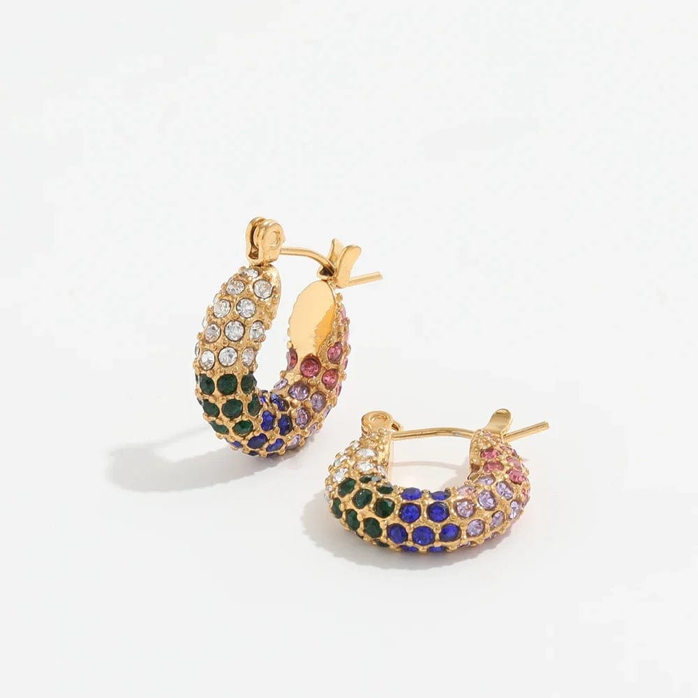 fashion / C*1 Luxury shiny 18K Gold PVD Plated Micro inlay rhinestone Stainless Steel Party Boutique Hoop Earrings Waterproof Jewelry Women