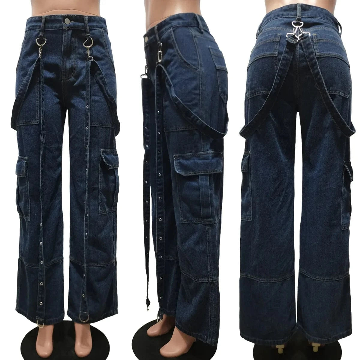 Fashion Cargo Women's Pants Loose Jeans Denim Pants Ladies Jeans Hollow out  Casual  Women Jeans Trousers