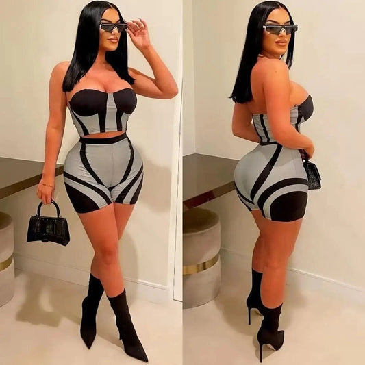 Fashion Casual Set for Ladies Two Piece Set Boutique Clothes 2 Piece Crop Top and Shorts Women Tank Top and Shorts Set