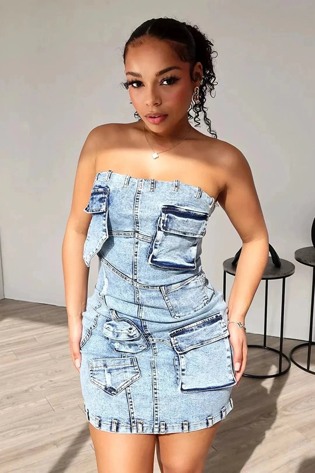 Fashion Casual Womens Denim Mini Dresses Logo Printed Sexy Sleeveless Jeans Short Dress 2024 Ladies Summer Clothes For Women