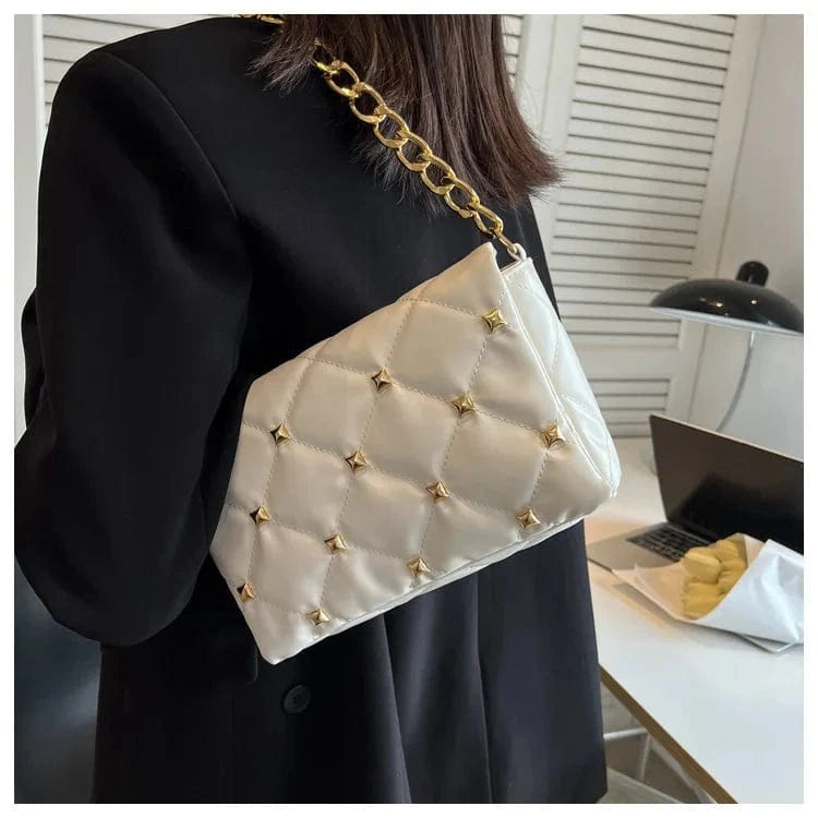 Fashion Chain Women Shoulder Messenger Bags Casual Ladies Quilted Crossbody Purse Handbags with Rivet