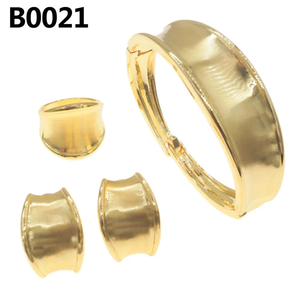 Fashion Copper Alloy 18K 24K Gold Bangles Bracelets Latest Wedding Party Gift Birthday Women Luxury Jewelry