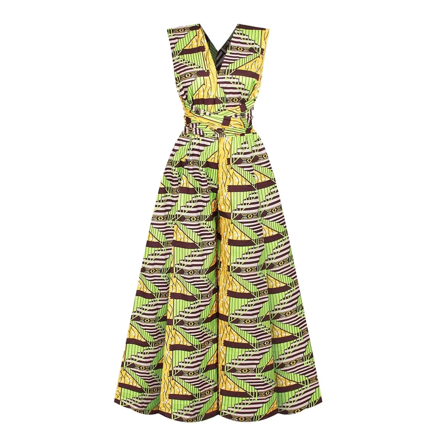 Fashion Custom Lady Boho Print Multi Wearing Romper Women Elegant Summer Casual Wide Leg Jumpsuit Africa