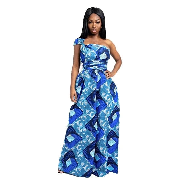 Fashion Custom Lady Boho Print Multi Wearing Romper Women Elegant Summer Casual Wide Leg Jumpsuit Africa