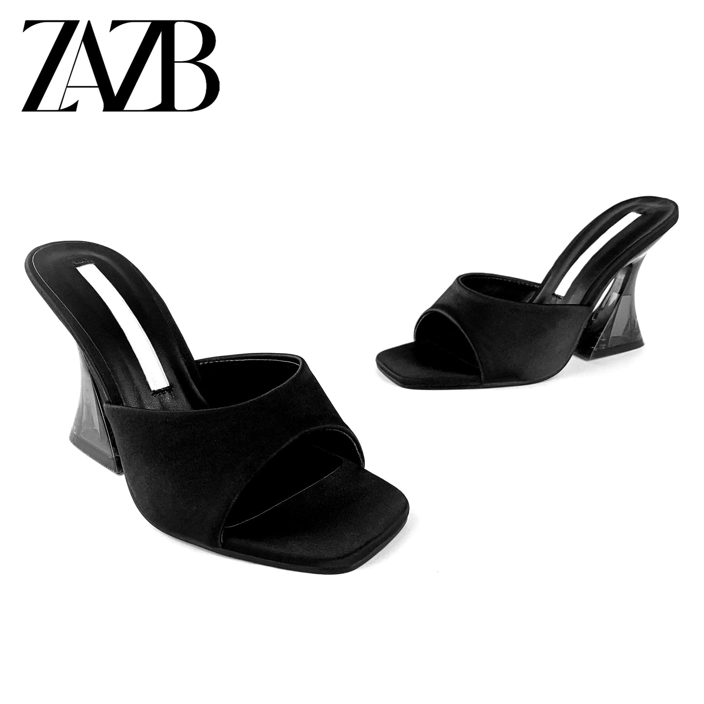 Fashion custom square transparent  designer shoes sandal for women and ladies high heeled shoes luxury slippers femmes