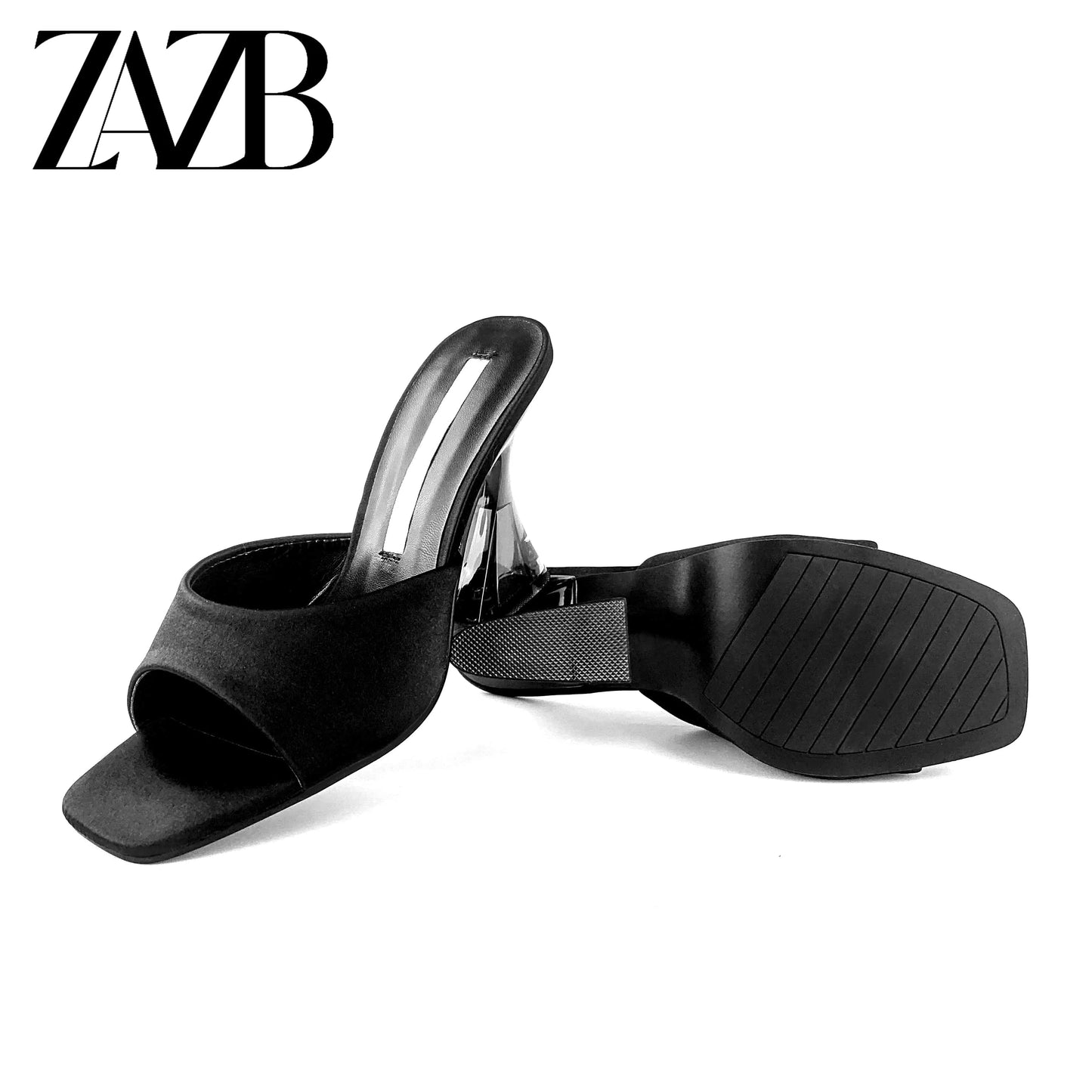 Fashion custom square transparent  designer shoes sandal for women and ladies high heeled shoes luxury slippers femmes