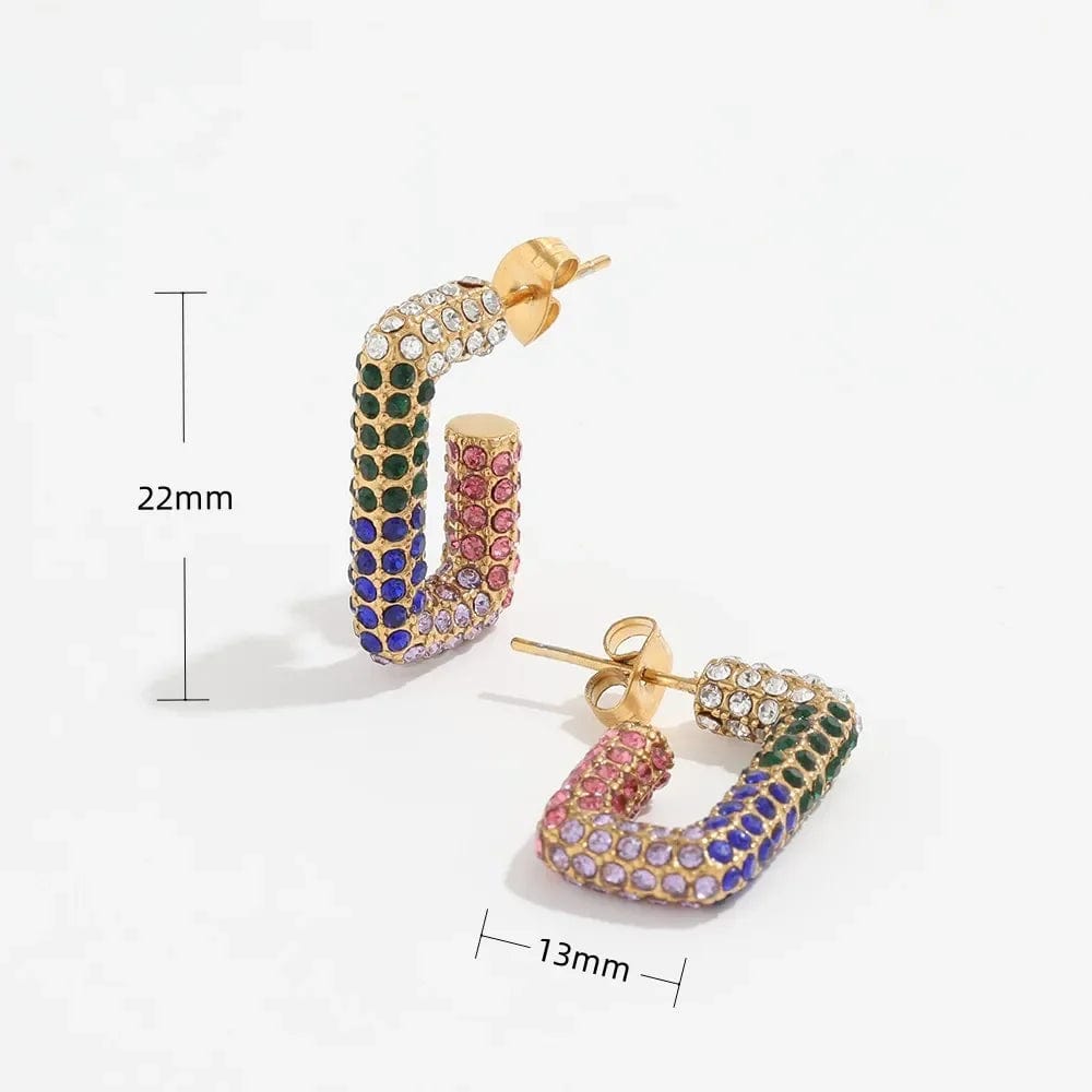 fashion / D* Luxury shiny 18K Gold PVD Plated Micro inlay rhinestone Stainless Steel Party Boutique Hoop Earrings Waterproof Jewelry Women