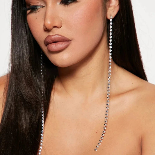 Fashion Dangle Long Woman Earrings Trendy Unique Rhinestones Shiny Earrings Jewelry for Women and Girls