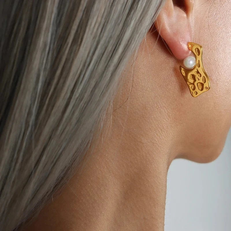 Fashion Design Glass colored bead personalized stainless steel necklace earrings set jewelry