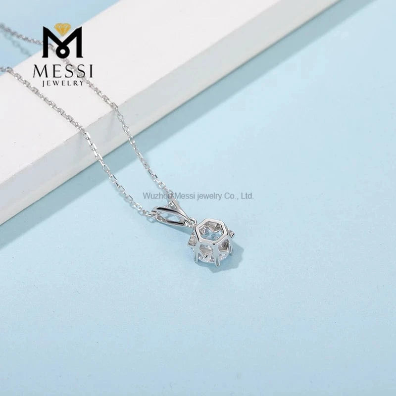 Fashion design snowflake bridal jewelry set 1 carat moissanite 925 sterling silver earring necklace jewelry set for women