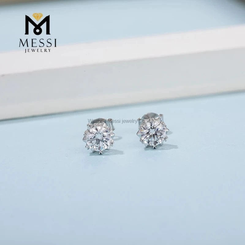 Fashion design snowflake bridal jewelry set 1 carat moissanite 925 sterling silver earring necklace jewelry set for women