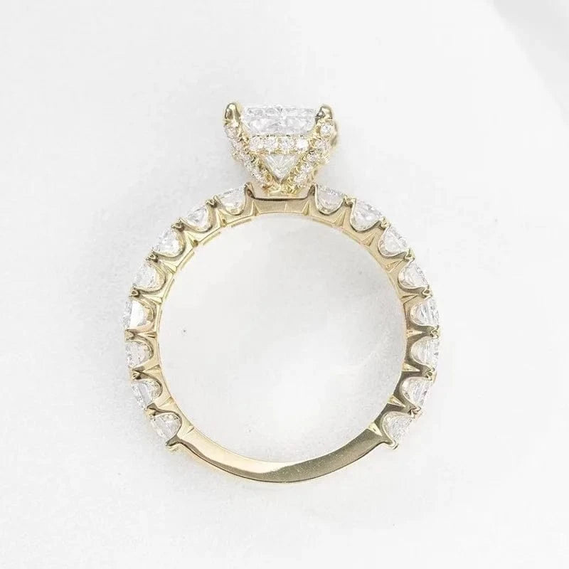 Fashion design thick band 3.0ct radiant cut ice crushed moissanite diamond 18K yellow gold women fine jewelry rings