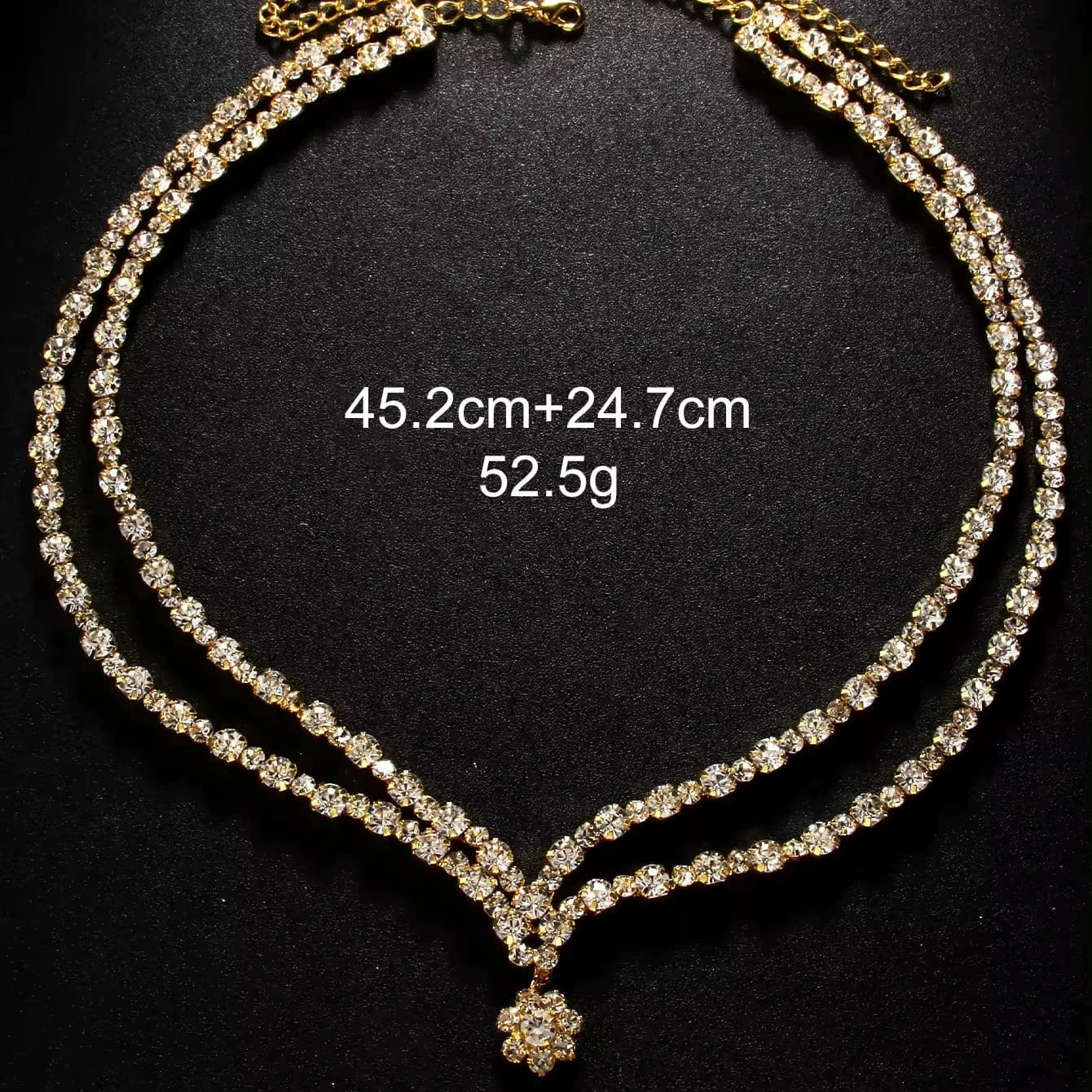 Fashion Double Layer Flower Rhinestone Necklace Jewelry For Women Girls Bridal Wedding Drop Necklace Accessories Wholesale