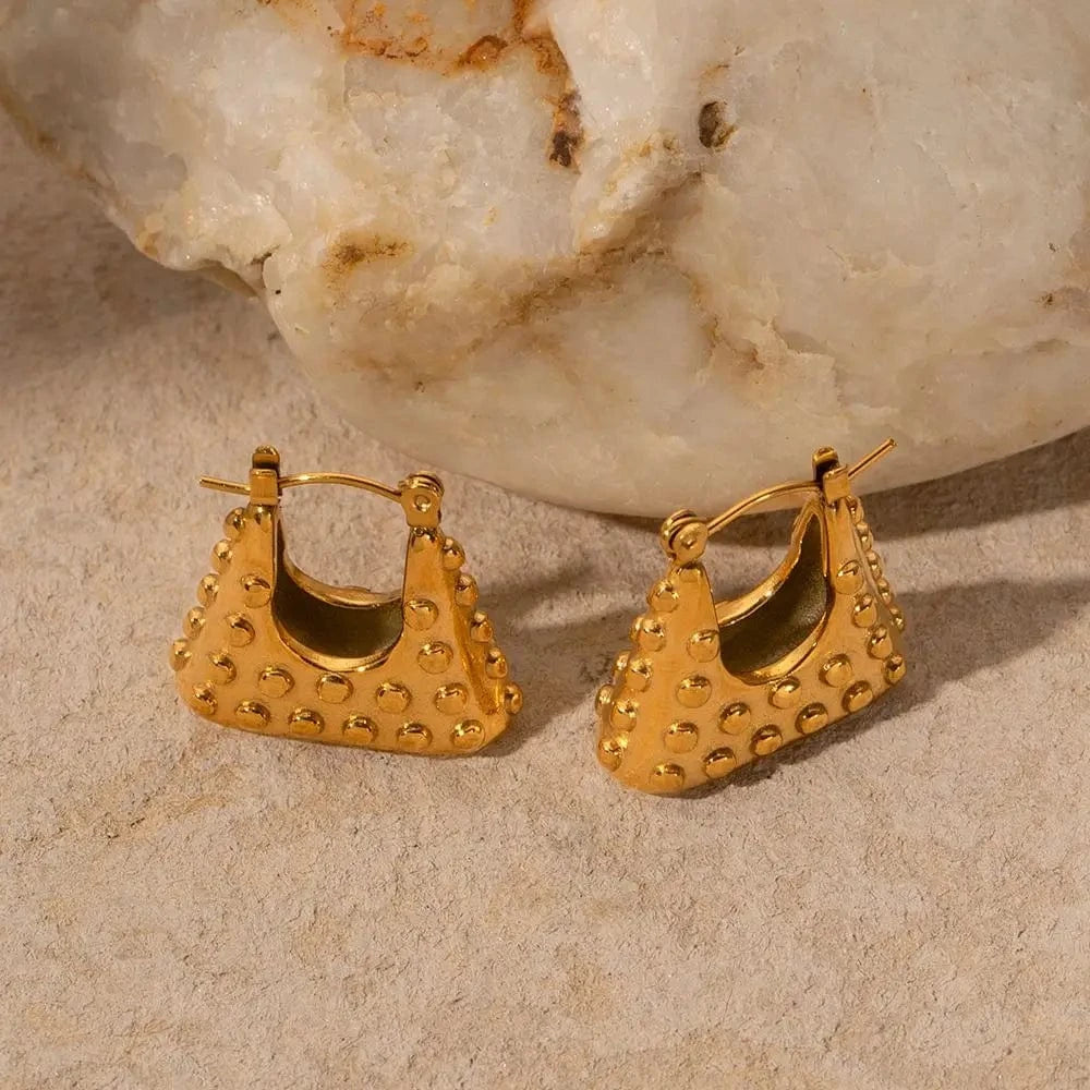 Fashion / E1947 E1947 PVD Tarnish Free Stainless Steel Parcel Earrings Bag Shape Women Luxury Jewelry Set