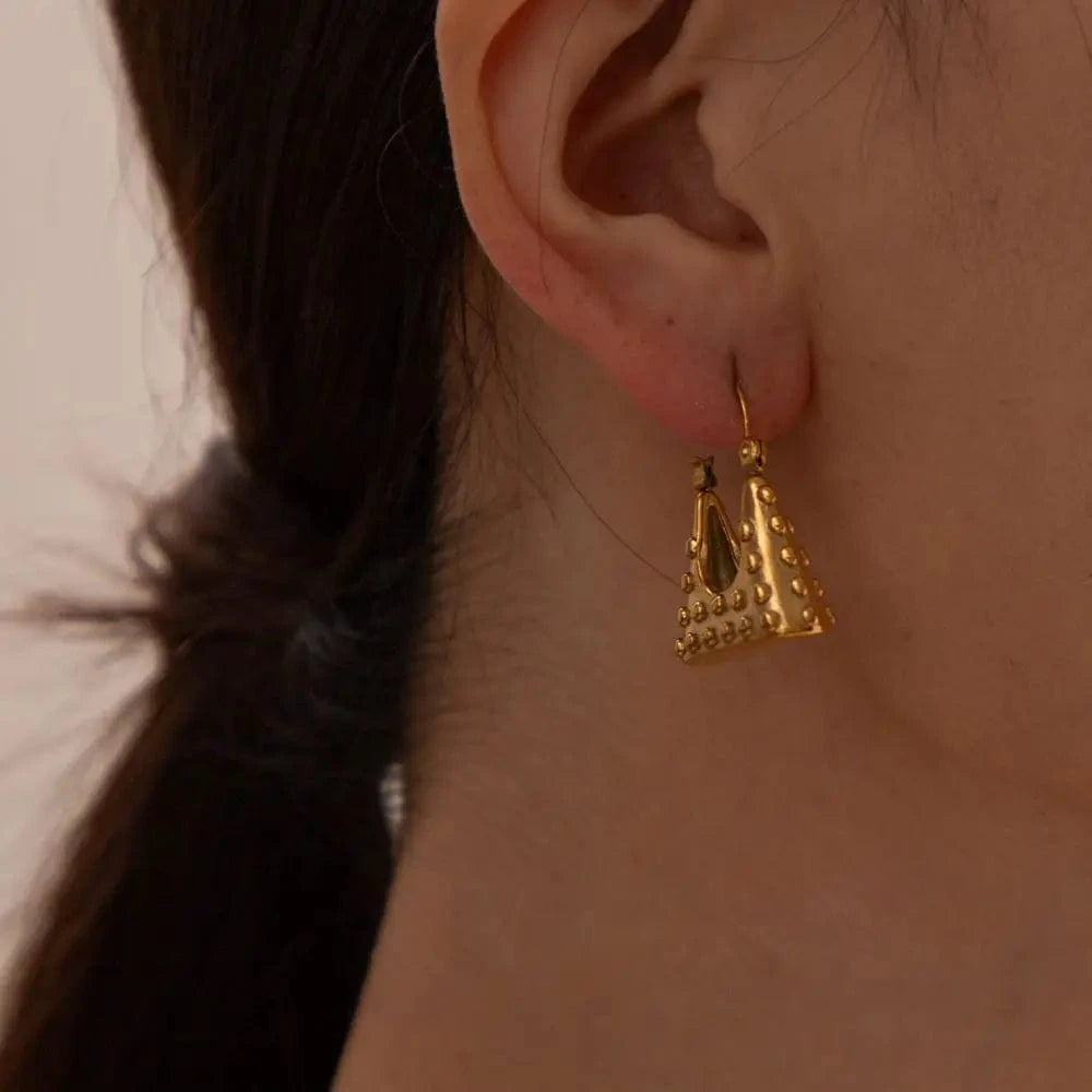 Fashion / E1947 E1947 PVD Tarnish Free Stainless Steel Parcel Earrings Bag Shape Women Luxury Jewelry Set
