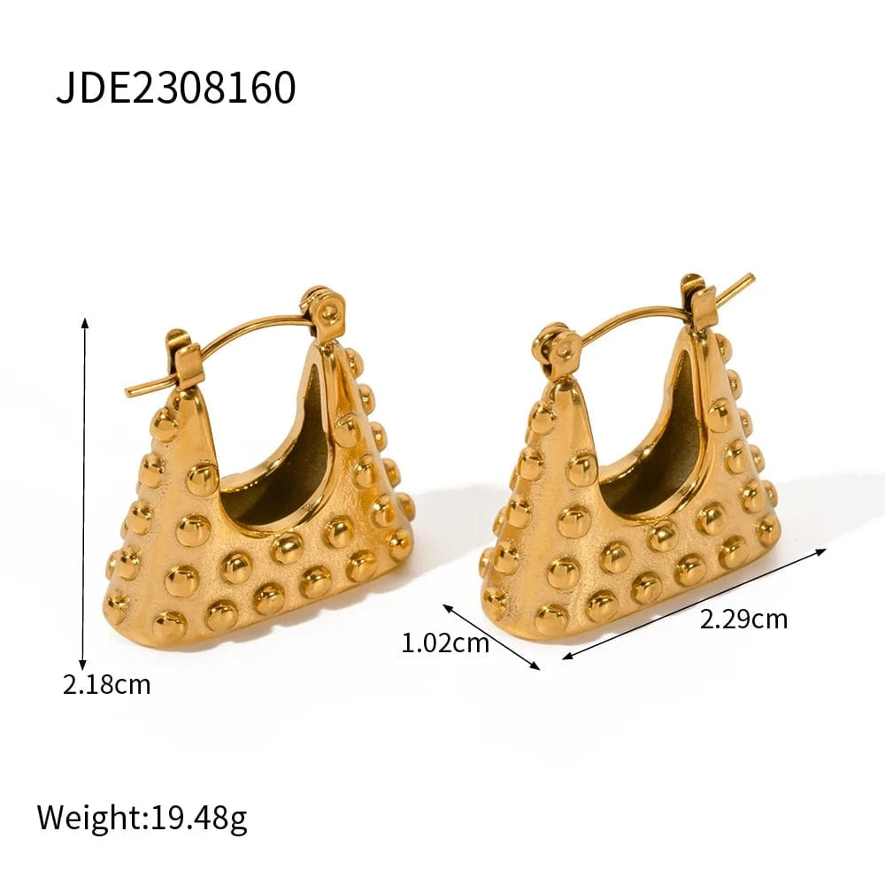 Fashion / E1947 E1947 PVD Tarnish Free Stainless Steel Parcel Earrings Bag Shape Women Luxury Jewelry Set