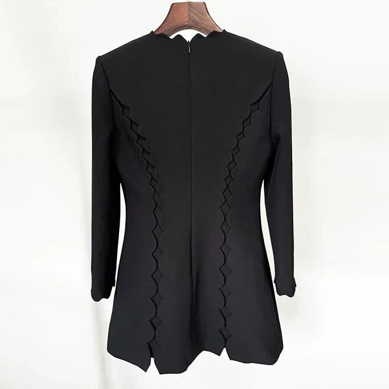 Fashion Elegant High Quality Black Party Casual Dresses 2024 Star With Wavy V-neck Bow Long Sleeve Dress Short Women's Dresses