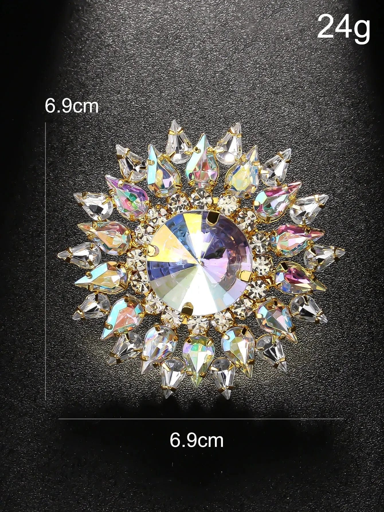 Fashion Exaggerated Geometric AB Color Rhinestone Ring Jewelry For Women Engagement Party Crystal Round Finger Rings Wholesale