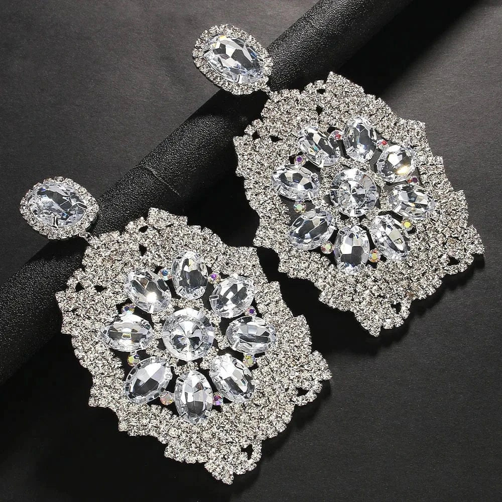 Fashion Exaggerated Rhinestone Drop Dangle Earrings Jewelry For Women New Design Large Statement Earrings Wholesale