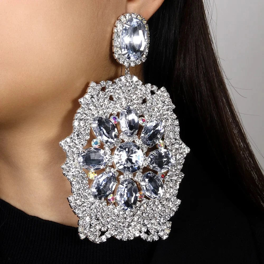 Fashion Exaggerated Rhinestone Drop Dangle Earrings Jewelry For Women New Design Large Statement Earrings Wholesale