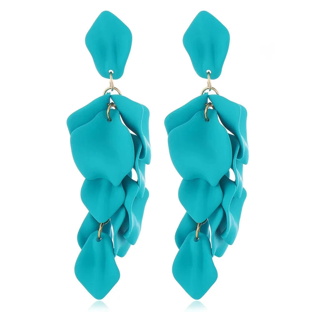 Fashion Exaggeration Creative Long Rose Petal Pendant Earrings Ladies Everything Creative Long Jewelry Earrings