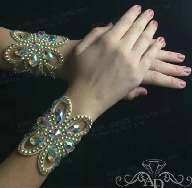 Fashion Flower Geometric AB Color Rhinestone Bracelets Jewelry For Women Party Gifts Hand Chain Bracelet Accessories