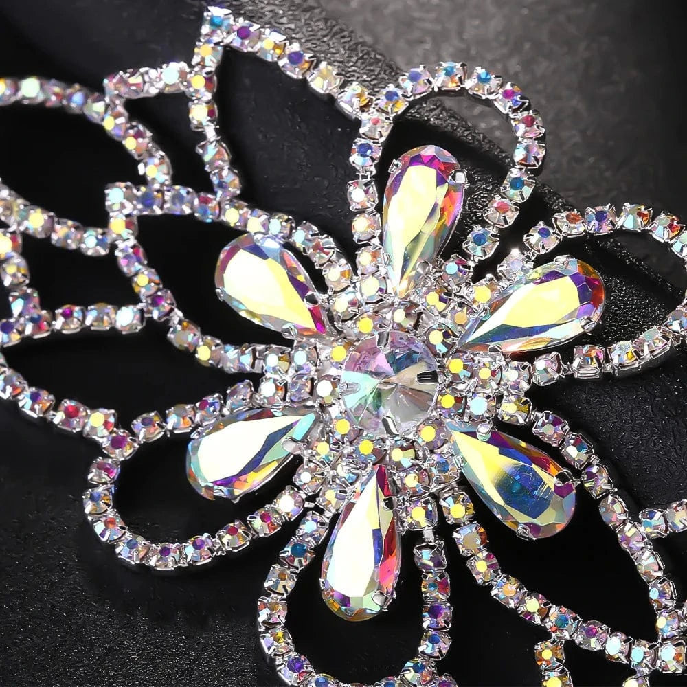 Fashion Flower Geometric AB Color Rhinestone Bracelets Jewelry For Women Party Gifts Hand Chain Bracelet Accessories