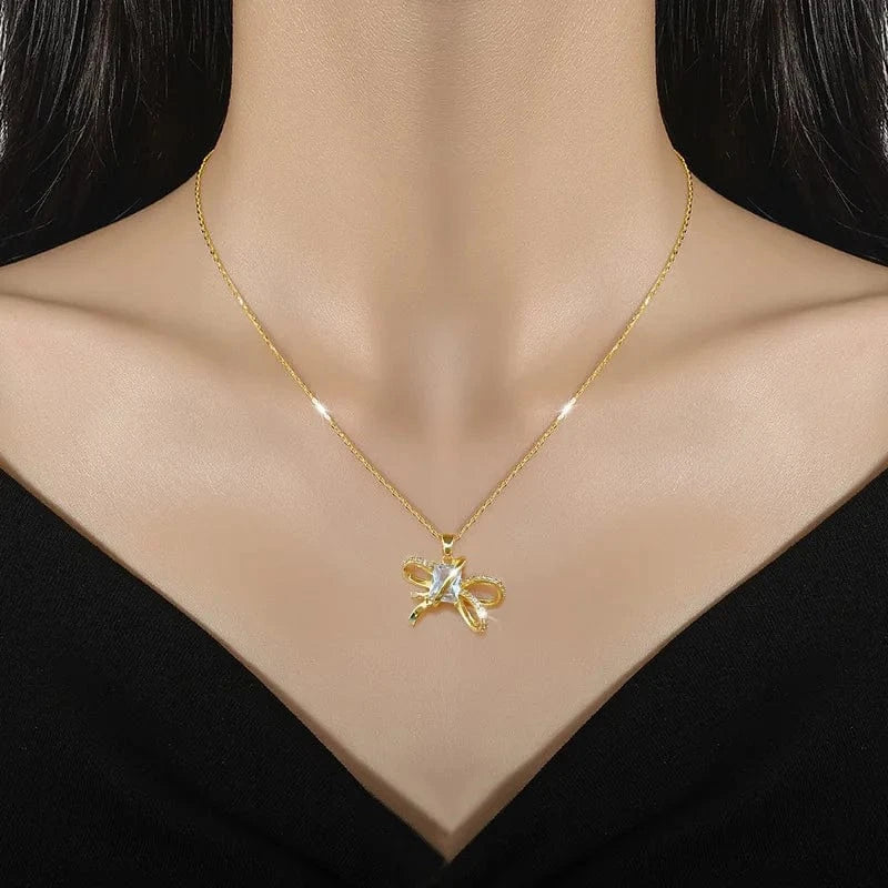 Fashion Frosted pearlsButterfly Pendant Necklace Earring Jewelry Set Gold Plated Fashion Style Jewelry